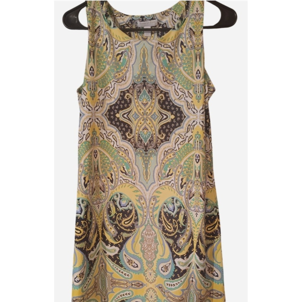 Charter Club Petite Yellow Green Paisley Sleeveless Sheath Dress PM PM PM